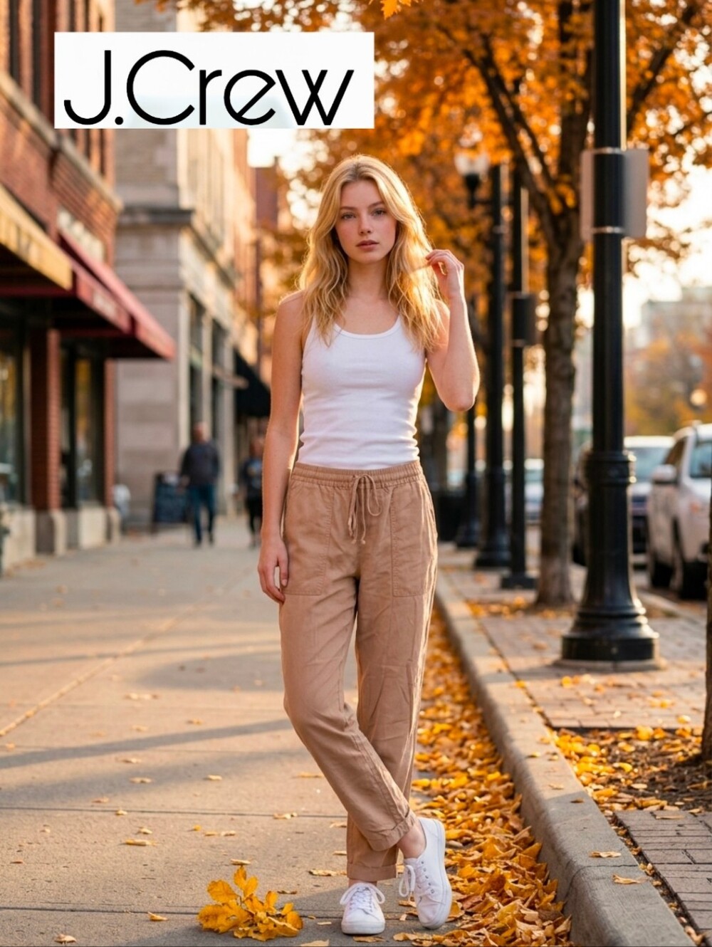 J. Crew Beige Drawstring Waist Pull On Casual Pants M